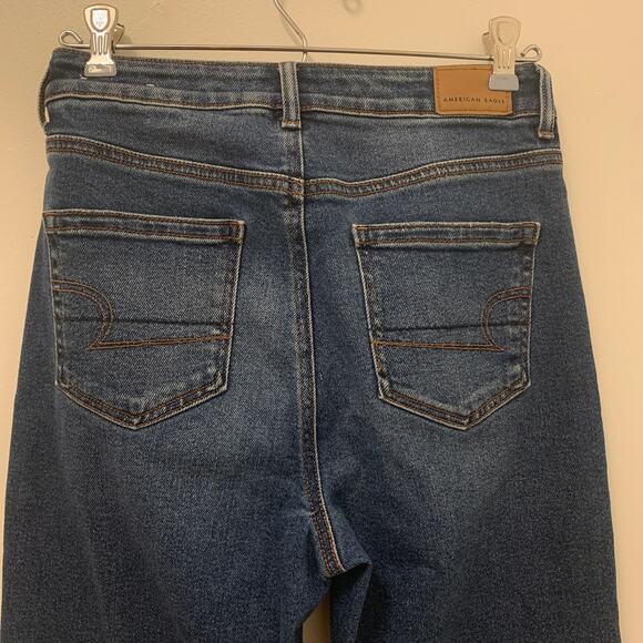American Eagle Jeans Women 0 Blue Medium Wash Denim Stretch Mom Distressed - Picture 7 of 10